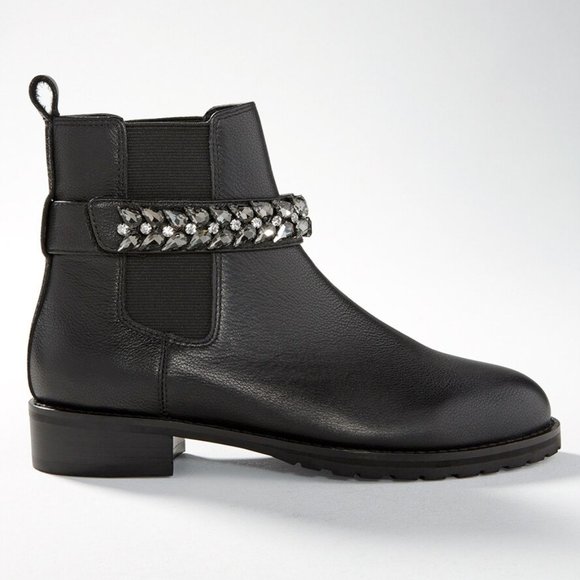 WHBM $200 Ankle Charm Chelsea Boots Removable Gem Strap 10 - Picture 2 of 7